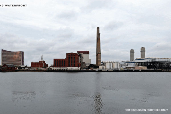 An image of the current site of the former Mystic Generating Station, all industrial