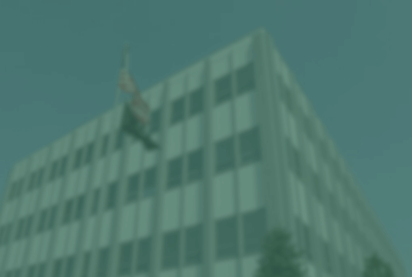 blurry city hall with green overlay