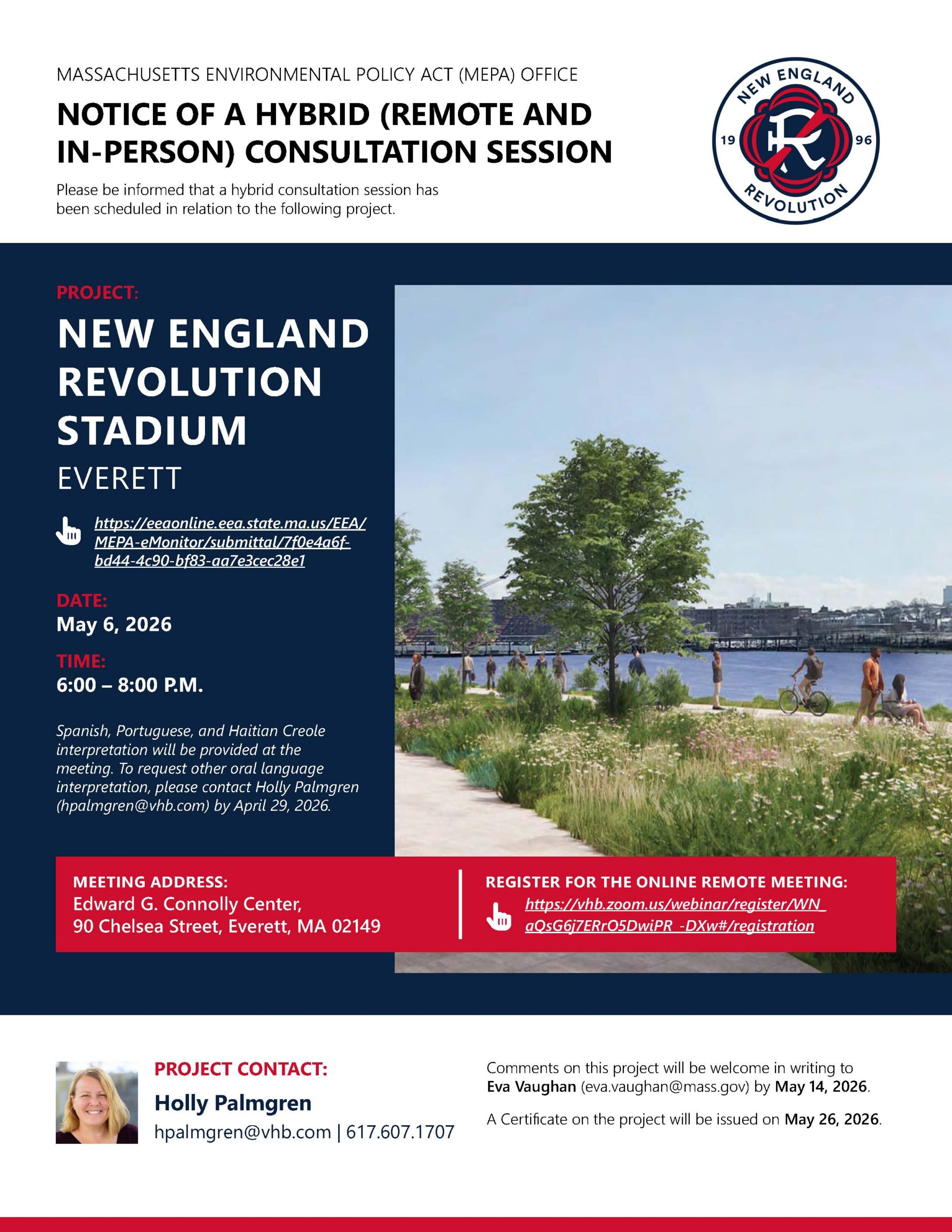 A flyer for the MEPA hybrid New England Revolution Stadium