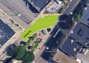 Location of Farmers Market, on School Street next to Oliveira's